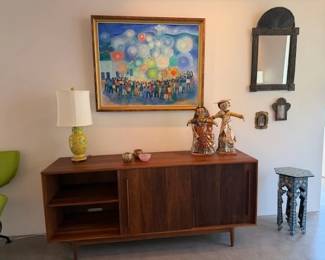 MCM Low Sideboard ~ Folk Art Painting by Aurelio Pescina