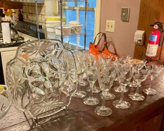 Fostoria stemware, egg plate