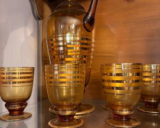 Mcm Amber glass set with decanter