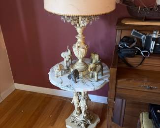 Ornate lamp with marble