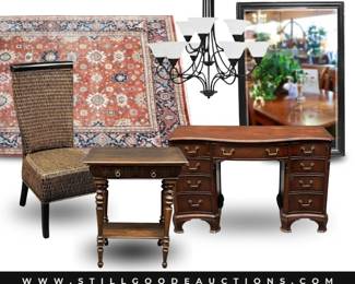 Antiques, furniture, rugs, mirrors, artwork, lighting, chandeliers, and much more