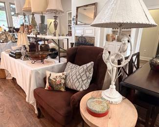 Lamps and wingback chair