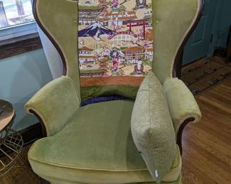 green wingback chair super comfortable