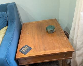 mid century side table with inlay
