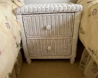2 Drawer Wicker Nightstand