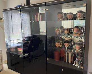 3 Piece Black Lacquered Display Cabinet