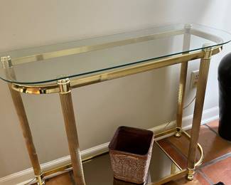 Oval Brass Console Table
