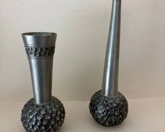 Perletinn Norway hand hammered pewter vases, ca 1960