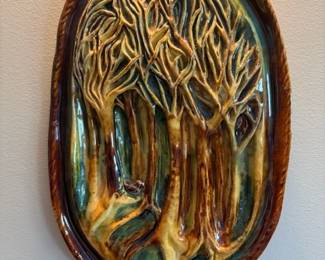 Arts & Crafts style ceramic wall plaque, unknown artist
