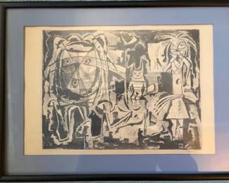 Michael Klein (1904 - 1970) Taos Modernist etching 'Katchinas'