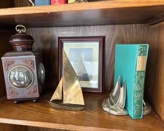 Brass nautical lantern vintage light, vintage brass, sailboat sculpture