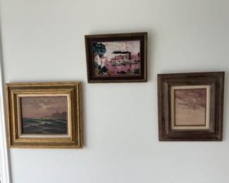 Needle point paddle wheel boat framed, seagull art 