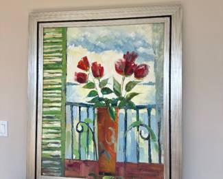 Oil painting, floral signed P MASA