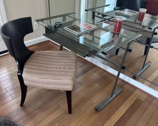 Contemporary glass top  desk with metal base