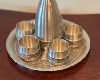 Vintage pewter sake drink set
