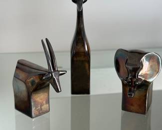 MCM silver zoo Dansk Designs Japan,  silver plate miniature animals 