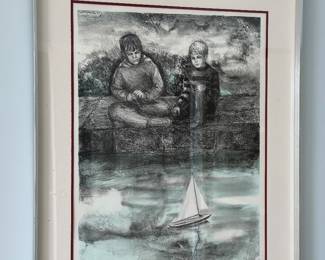 Framed lithograph titled "Wanderlust"