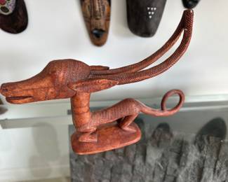 Bamana Chi Wara long horn dog/antalope sculpture 