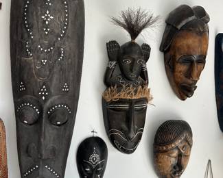 African style hand carved wood masks 
