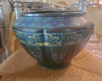 Late 19th Century Champleve bronze enamel Vase-1890-1910 France vibes with appraisal paperwork