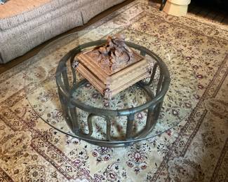 Round glass top coffee table-48x16