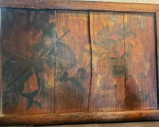 20t Century Hand painted on pine from Japan 13x21 comes with appraisal paper