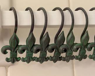 METAL FLEUR DE LIS SHOWER CURTAIN HOOKS