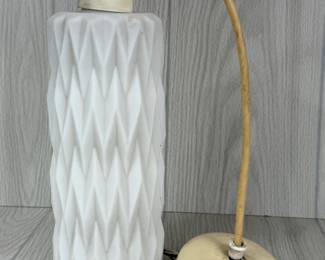 MID CENTURY WHITE TEXTURED GLASS SWAG PENDANT LIGHT FIXTURE