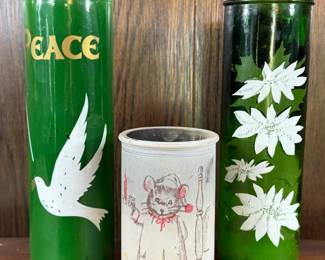 VINTAGE CHRISTMAS CANDLE JARS