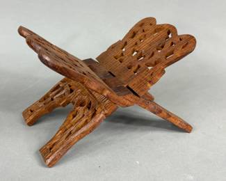 HAND CARVED WOOD BOOK OR BIBLE STAND