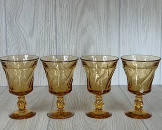FOSSTORIA JAMESTOWN AMBER WATER GOBLETS SET OF 4