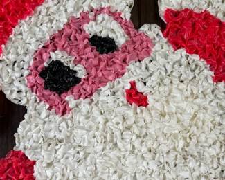 HAND MADE POPCORN PLASTIC SANTA DECOR GLITTER PLAQUES