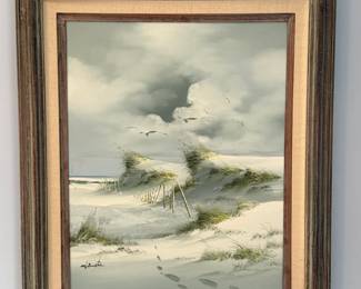 FRAMED ORIGINAL COASTAL PAINTING SIGNED