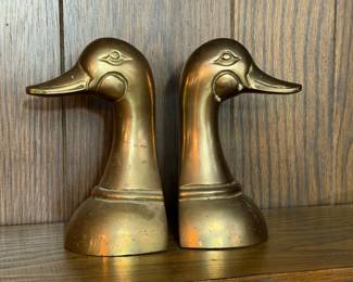 BRASS DUCK HEAD BOOKENDS HIMARK GIFTWARE