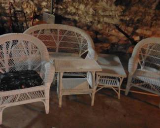White Wicker Patio Set