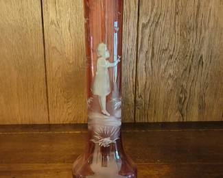 Antique Merry Gregory Cranberry Bud Vase