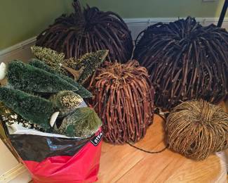 The 2 large grape Vine Pumpkins are Lighted