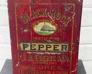 Antique Black Rock Pepper Tin
