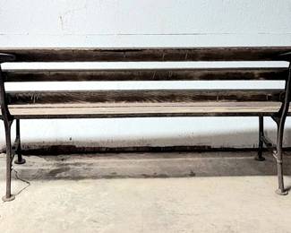 antique long wooden park bench 