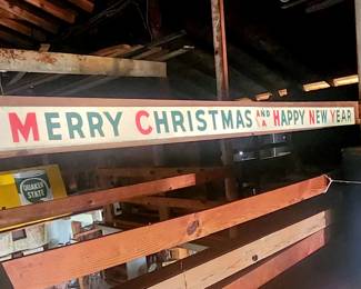 8' long metal sign (vinyl lettering)