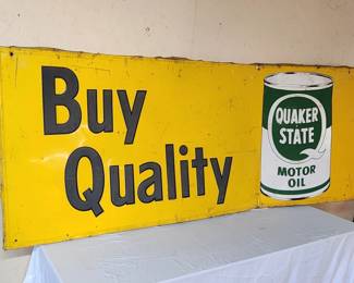 large metal Quaker State oil sign