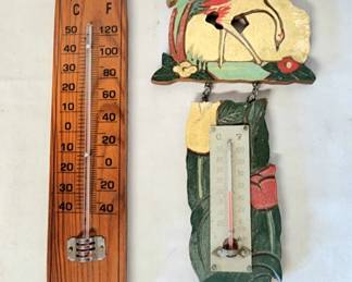 vintage wooden thermometers