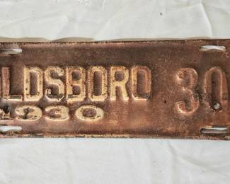 super rare 1930 Goldsboro,NC license plate