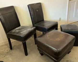 Leather Chairs And Side Tables