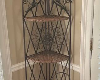 Wicker Shelving Wrought Iron Decor