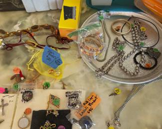 Broaches and necklaces