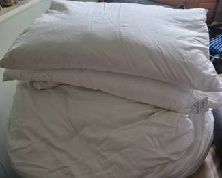 Pillows and down blanket