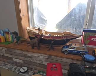 Dinosaurs, cars, Book ends, toys