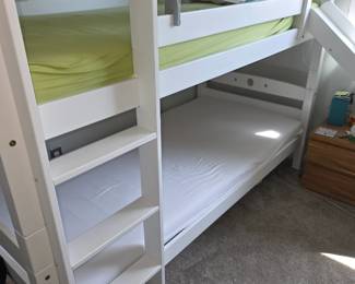 White Bunkbeds with ladder and slide