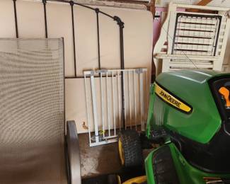 John Deere X320, Patio Chairs and table, Baby gates, Crib/toddler bed